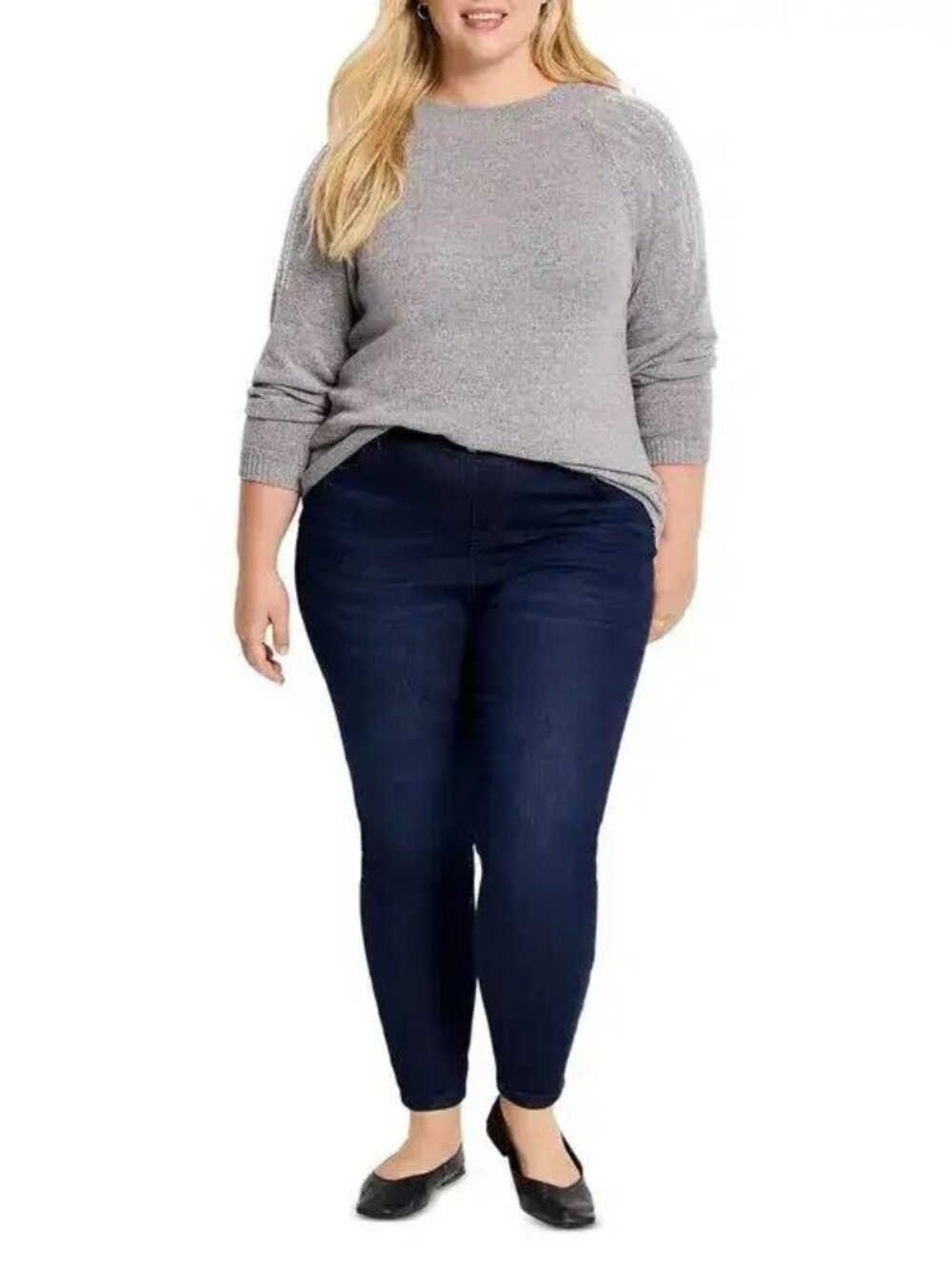 $158 Nic + Zoe Plus Size Women's Subtle Shine Sweater Nickel Size 1X